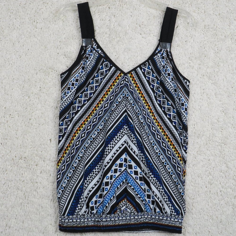 White House Black Market* Women's Sleeveless V-Neck Elastic Waist Blouse~ Size S